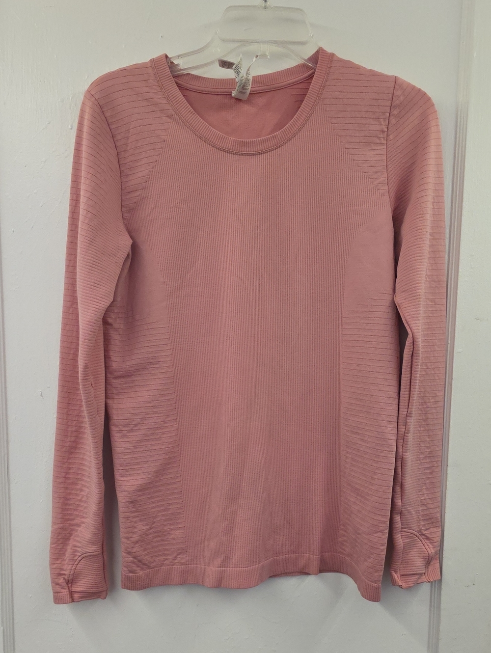 Athleta Ribbed Seamless Long Sleeve Performance Top Dusty Rose M